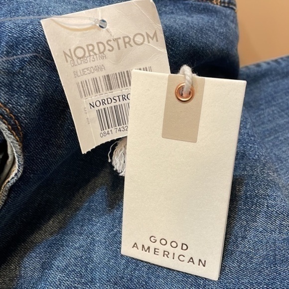 Good American women’s Good Waist Crop Raw Edge blue Jeans NWT Sz 8/29 - Picture 5 of 10